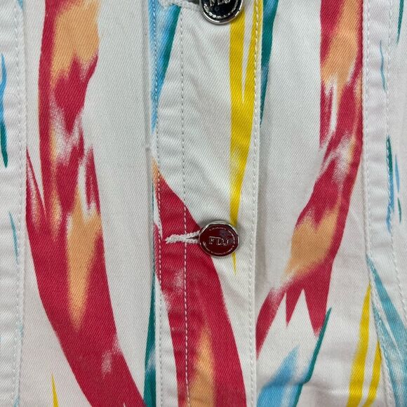 FDJ French Dress Jeans denim jacket white button up lightweight Canadian design - Picture 3 of 5